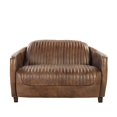 thumbnail image 2 of ACME Brancaster Retro Brown Top Grain Leather and Aluminum Loveseat, 2 of 5