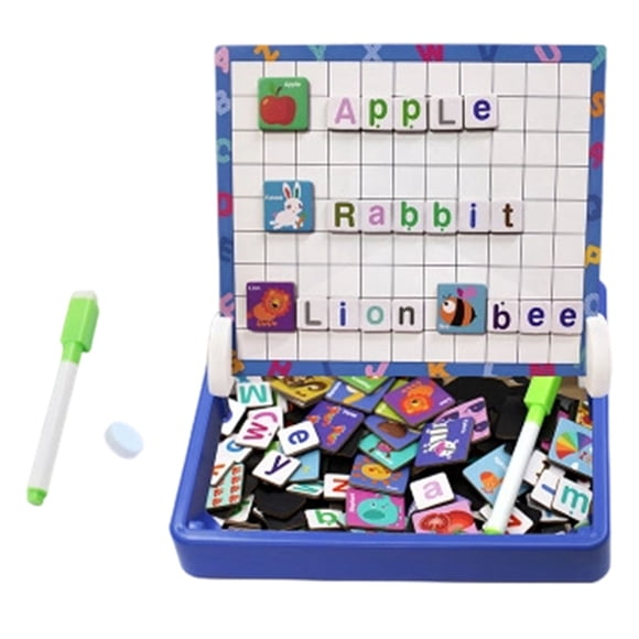 Noehoiugi Alphabet Learning Magnet Toy - Letter & Image Tiles With Marker, Educational Activity Toy For Kids’ Skill Building