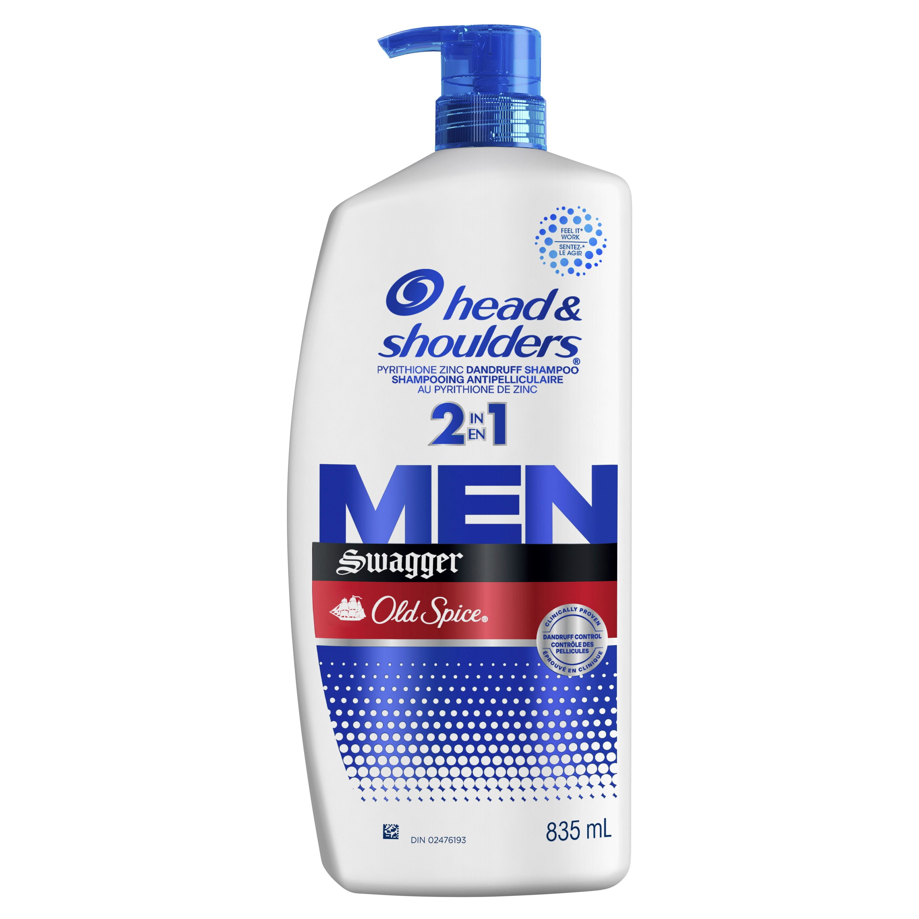 Head and Shoulders Mens 2 1 Dandruff Shampoo Conditioner, Anti-Dandruff Treatment, Old Spice Swagger for Daily Use, Paraben Free, 835ML