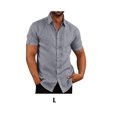 thumbnail image 5 of pitrice Chemise Homme à Simple Boutonnage Été Boutonnée Col Rabattu Polyester Mode Vêtements Cadeau d'Anniversaire Gris L 1Set, 5 of 5