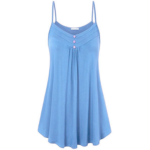 DYMADE Women Spaghetti Strap Sleeveless Soild Swing Vest Top