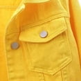 thumbnail image 4 of Hansber Women's 3/4 Sleeve Denim Jacket Coat Basic Button Down Stretch Jacket with Pockets Yellow 3XL, 4 of 4