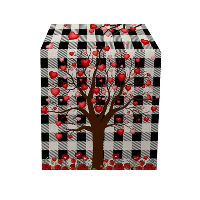 Saint-Valentin Mariage Rouge Drapeau de Table de la Saint-Valentin Déco Maison Nappe Imperméable Napperons de Fête de Mariage