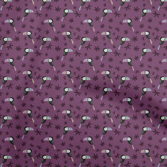oneOone Velvet Purple Fabric Bird Craft Projects Decor Fabric Printed By The Yard 58 Inch Wide