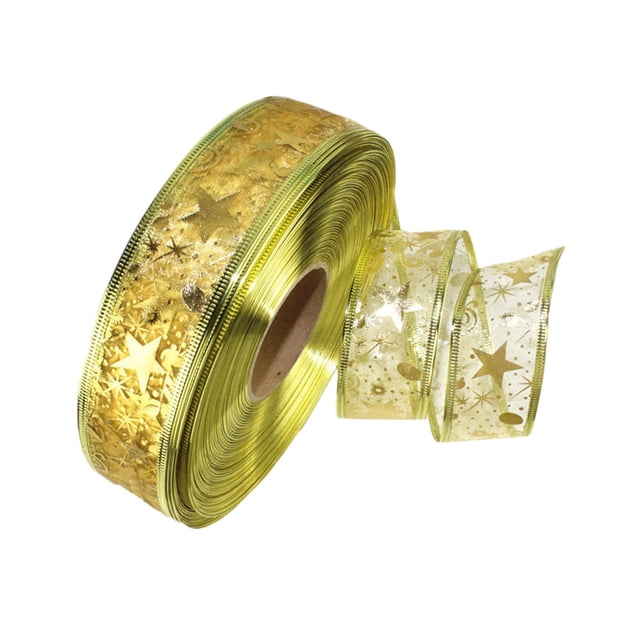 Wired Sheer Glitter Ribbon for Festive Christmas Tree Ornaments and Party Hanging Decorations