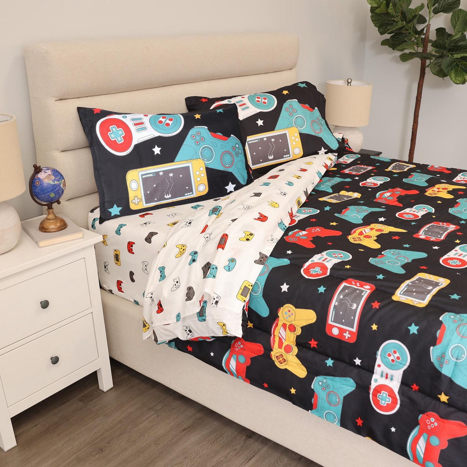 Ensemble de literie 5 pièces pour lit double, gamer