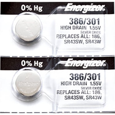 2 x Piles de Montre Energizer 386, SR43W Ou 301