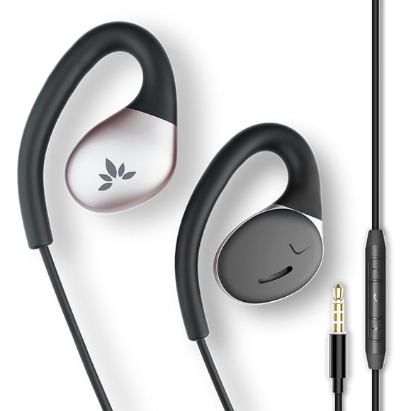 Avantree Resolve - Wired Open-Ear Earbuds & Microphone (for Small-Medium Ear) with in-Line Controls and Wrap Around Over-Ear Hook, Surroundings Awareness, 3.5mm AUX Jack