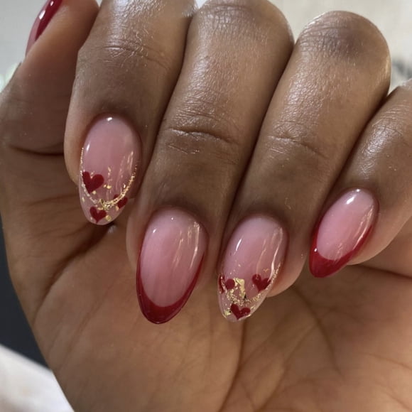 Articles en Liquidation! Gspmoly Faux Ongles, Cœurs Rouges Art d'Ongles de la Saint-Valentin 24 Pcs Embouts d'Ongles Ongles Finis Portables Faux Ongles Patchs d'Ongles Portables Press On Nails