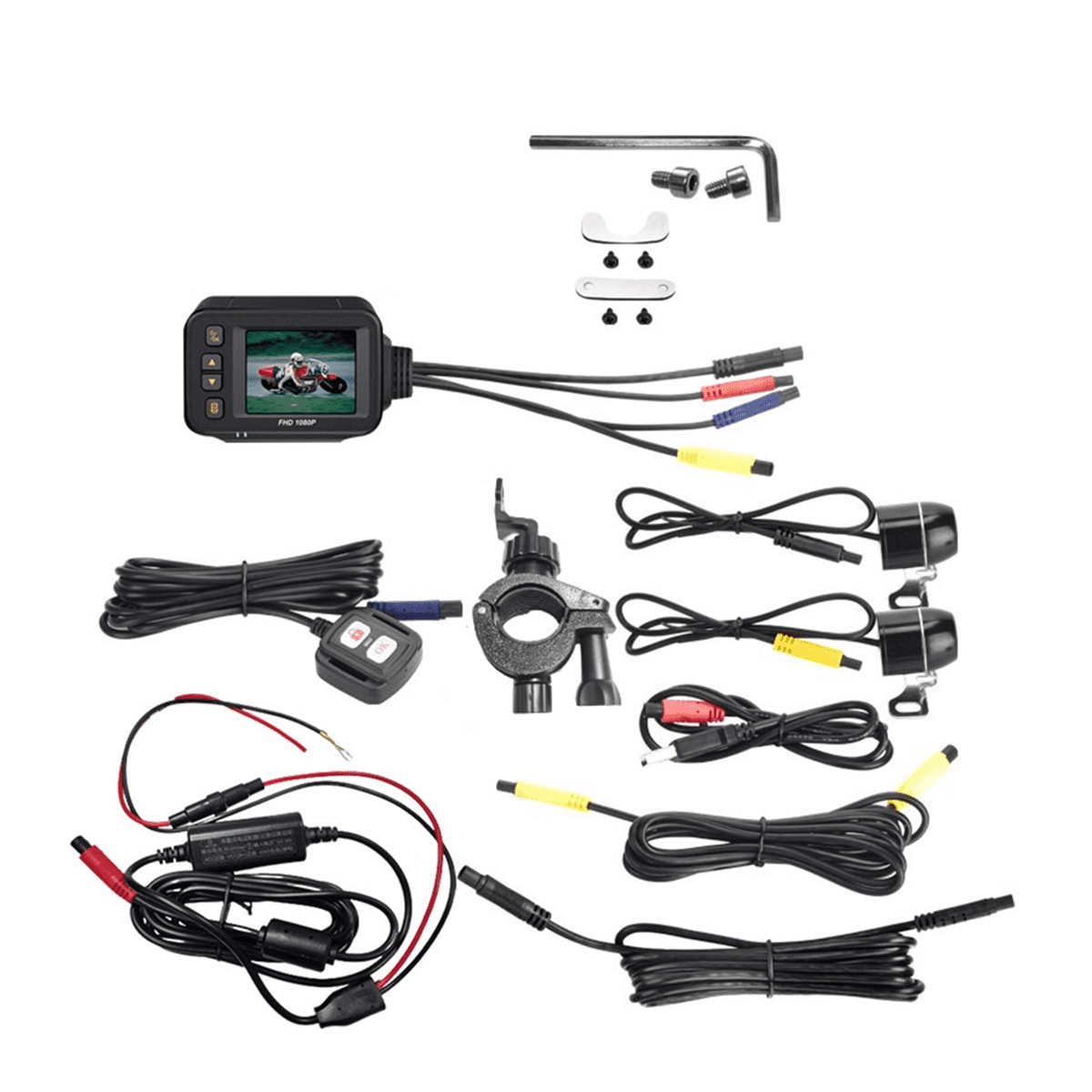 Motorcycle Driving Recorder Camera Dash Cam 2Inch IPS Screen 1080P+720P Dual AHD Bike Dashcam G-Sensor Parking Mode