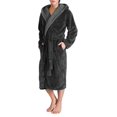 thumbnail image 1 of Men's Hooded Fleece Plush Soft Shu Velveteen Robe Full Length Long Bathrobe, 1 of 6