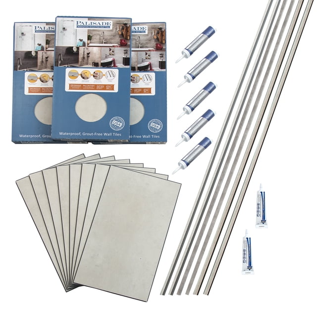 PALISADE 25.6 in. x 14.8 in. Tile Shower and Tub Surround Kit in Wintry Mix