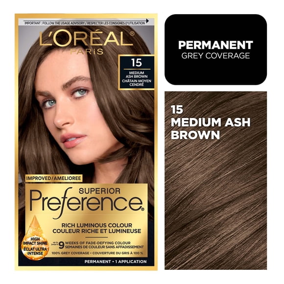 L'Oreal Paris Superior Preference Permanent Hair Color, Oil-in-Gel, Medium Ash Brown, 1 unit