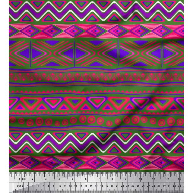 Soimoi Cotton Poplin Fabric Aztec Geometric Print Fabric by The Yard 56 Inch Wide