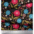 thumbnail image 3 of Soimoi Modal Satin Fabric Leaves & Floral Artistic Print Fabric by the Yard 42 Inch Wide, 3 of 5