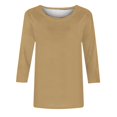 thumbnail image 4 of Birdeem Blouse pour Femmes Mode Féminine T-Shirt Uni Manches 3/4 Blouse Col Rond Hauts Décontractés, 4 of 12