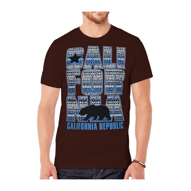 T-Shirt à Motif Tribal Bleu République de Californie pour Homme - Brun - Moyen
