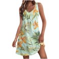 thumbnail image 2 of Ovzne Robes d'Été pour Femmes 2025 Robe Femme Mode d'Été pour Femmes Plage Poche Imprimé Sans Manches Robe à Col en V Robe Grande Taille Robe Imprimée Liquidation, 2 of 7