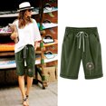 thumbnail image 2 of Plebaso Womens Casual Shorts Knee Length Rull up Printed Shorts Straight Summer Short Pants with Pockets, 2 of 3