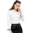thumbnail image 1 of INSPIRE CHIC Veste en Denim Courte à Manches Longues Boutonnée pour Femme, 1 of 6