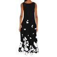 thumbnail image 4 of Robes Grande Taille pour Femmes Pulpeuses Mode Col en V Sans Manches Été Soirée Fête Imprimé Dames Poche Gilet Longue Robe Robes de Boîte de Nuit pour Femmes 2023 en Liquidation, 4 of 6