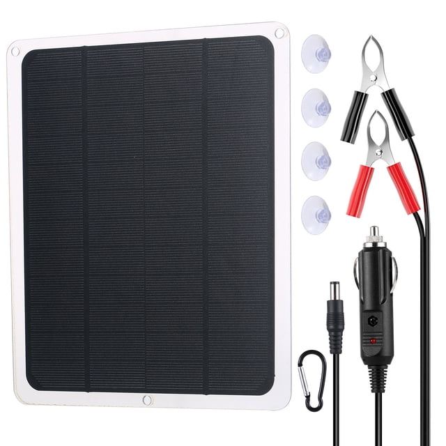 yeacher Upgraded Solar Battery Trickle Charger Maintainer 12V Portable Waterproof Solar Panel Trickle Charging Kit for Car Automotive Motorcycle Boat Marine RV Trailer Powersports Snowmobile
