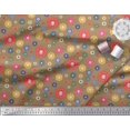 thumbnail image 3 of Soimoi Brown Rayon Fabric Dots & Aster Floral Print Sewing Fabric Yard 42 Inch Wide, 3 of 3
