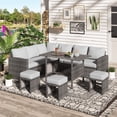 thumbnail image 1 of AECOJOY 7 Pieces Patio Furniture Set PE Rattan Outdoor Dining Set Sectional Sofa Couch with Table Patio Conversation Set in Light Grey, 1 of 6