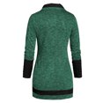 thumbnail image 3 of Qertyioot Chandail pour Femme Grande Taille Femme Col Rond Manches Longues Uni Bouton Patchwork Hauts Asymétriques, 3 of 5