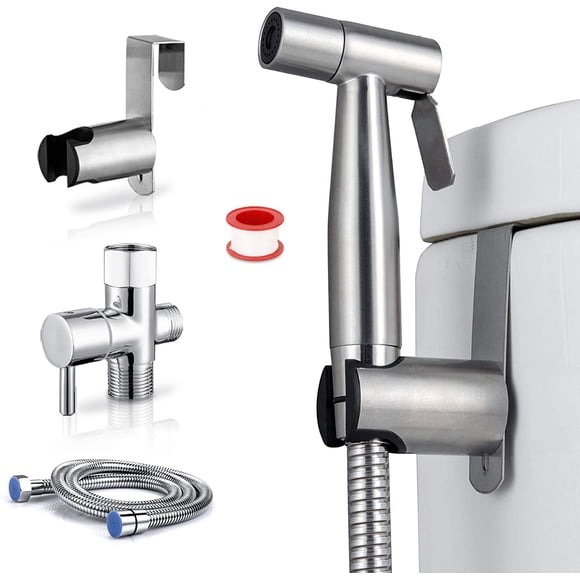 KUNOVA (TM) Handheld Bidet Sprayer for Toilet-Adjustable Water Pressure Control with Bidet Hose for Feminine Wash, Stainless Steel Brushed Nickel Cloth Diaper