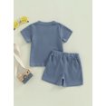 thumbnail image 4 of Faithtur Toddler Boys Summer Outfit Sets Short Sleeve Letter Print Tops + Solid Color Drawstring Shorts, 4 of 8