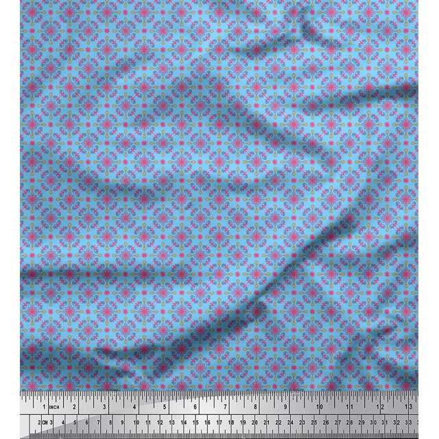 Soimoi Poly Georgette Fabric Floral Small Print Sewing Fabric Yard 52 Inch Wide