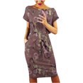 thumbnail image 2 of Robes Grande Taille pour Femmes Pulpeuses Décontractées à Col Rond à Bretelles Manches Courtes Imprimé Floral Robe Ample avec Poches Robe d'Été Robe à Manches Courtes en Liquidation, 2 of 6