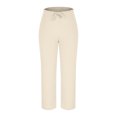 thumbnail image 2 of Plebaso Wide Leg Pants for Women Drawstring Knit Casual Pants Solid Color Womens Open Bottom Trousers, 2 of 6