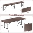 thumbnail image 3 of Gymax Ensemble de Pique-Nique Pliant 3 Pcs avec Table de 6 Pi et 2 Bancs pour Cour et Camping, 3 of 9