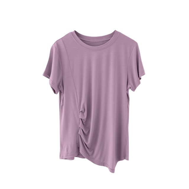 Birdeem Womens Round Neck Not Irregular Solid Color Short Sleeved Loose T-Shirt Short Sleeved Round Neck Top/Shirt