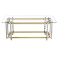 thumbnail image 3 of Contemporary Rectangular Glass & Metal Coffee Table in Silver & Gold, 3 of 8