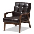 thumbnail image 1 of Baxton Studio Masterpieces Fauteuil d'Appoint Capitonné en Similicuir Brun, 1 of 7