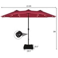 thumbnail image 2 of Costway 15Ft Patio Double-Sided Solar LED Market Umbrella Crank Base Burgundy, 2 of 9