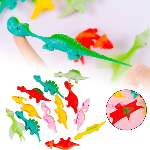 Dinosaur Flick Toys Stretchy Rubber Launching Game Fun Party Activities Interactive Play