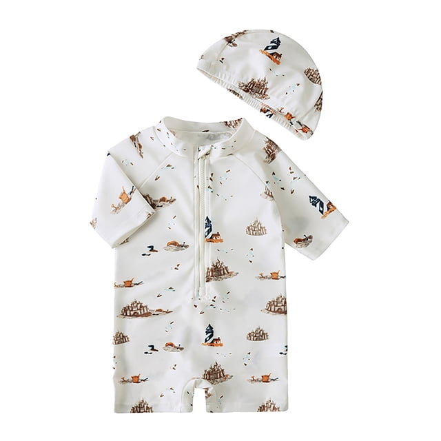 Infant Boys Swimsuits One Piece Cartoon Bathing Suit Kids Toddler Rash Guard Baby Boy Clothes Summer 9-12 Months
