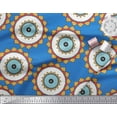 thumbnail image 2 of Soimoi Blue Velvet Fabric Marigold Geometric Decor Fabric Printed Yard 58 Inch Wide, 2 of 5