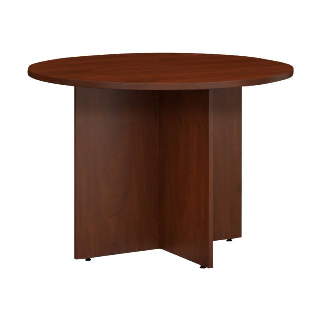 42W Round Conference Table with Wood Base in Hansen Cherry - Engineered Wood