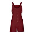 thumbnail image 5 of Womens One Piece Jumpsuits Short Summer Casual Button Shorts Button Overalls for Women Red, 5 of 5