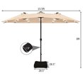 thumbnail image 2 of Patiojoy 15' Outdoor LED Patio Double-Sided Umbrella w/Base Beige, 2 of 5