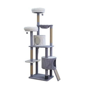 Home4Cat 74.2" 9-level Arbre de chat extra-large – Tour multi-activités pour les ménages multi-chats, Beige