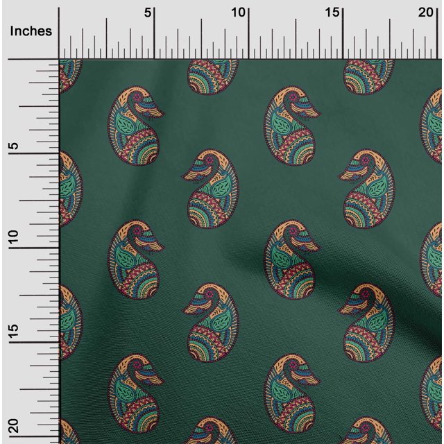 oneOone Cotton Poplin Fabric Paisley Block Print Fabric BTY 56 Inch Wide