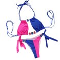 thumbnail image 1 of Jamicy Womens Bathing Suits 2 Piece Hot Spring Wear Women's Color-Coded Halter Swimsuit Crystal Side Lace-Up Two-Piece Bikini, 1 of 5