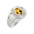 thumbnail image 4 of RYLOS Sterling Silver Ring 8X6MM Oval Gemstone & Diamond Unisex Rings Citrine November Birthstone Ring Size 13, 4 of 7