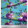 thumbnail image 2 of Soimoi Poly Georgette Fabric Leaves & Rose Flower Print Sewing Fabric Yard 52 Inch Wide, 2 of 3